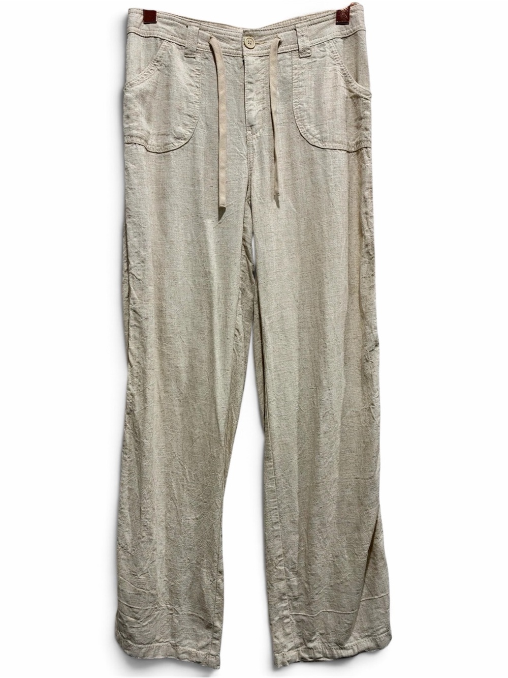 H&M Linen Blend Wide Leg Drawstring Utility Pants XS Beige